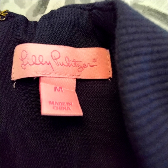 🎉 HP 🎉  Lilly Pulitzer Navy Blue Ribbed Deep V-Neck 3/4 Sleeve Dress - M - Picture 7 of 8